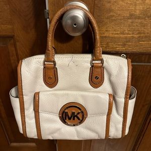Michael Kors white and tan handbag